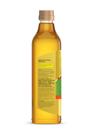 Saffola Cold Pressed Mustard Oil Omega 3 Cholesterol Support 1L Pack of 3 