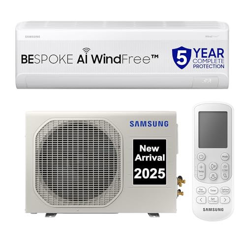 Samsung 1.5 Ton 5 Star Windfree AI Inverter Smart Split AC (WiFi, Energy Saving, Voice Control, Powerful Cooling, Copper, Digital Inverter, 4 Way swing, Convertible, BESPOKE AI AR60F19D1ZWNNA) 