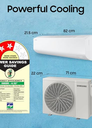 Samsung 1 Ton 3 Star Digital Inverter Split AC (Faster & Powerful Cooling even at 58 Degree C, 100% Copper, 5 year comprehensive warranty, 5 Step Convertible, AR50F12D0LHNNA, White) 