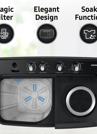 Samsung 10.5 kg, 5 star, Semi-Automatic Top Load Washing Machine (WT10C4260GG/TL, Air Turbo Drying, Light Gray,) 