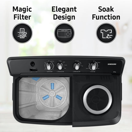 Samsung 10.5 kg, 5 star, Semi-Automatic Top Load Washing Machine (WT10C4260GG/TL, Air Turbo Drying, Light Gray,) 