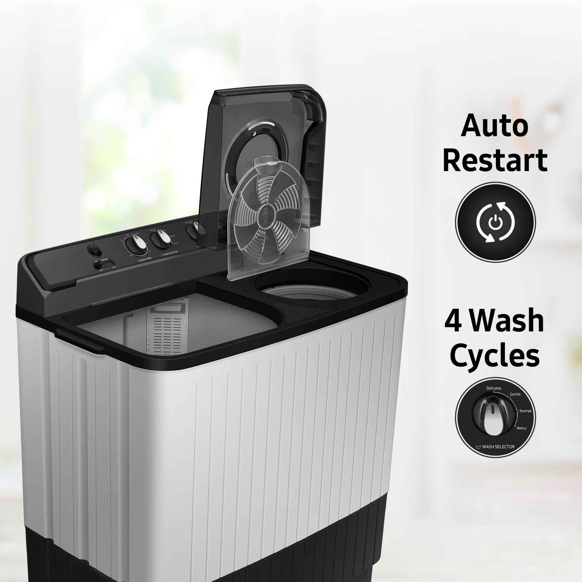 Samsung 10.5 kg, 5 star, Semi-Automatic Top Load Washing Machine (WT10C4260GG/TL, Air Turbo Drying, Light Gray,) 