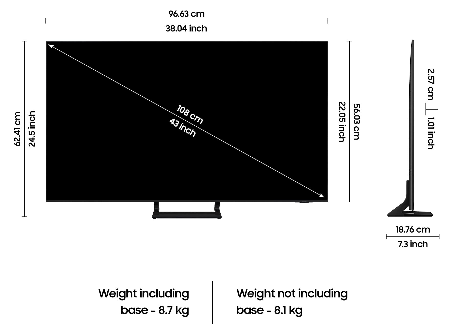 Samsung 108 cm (43 inches) 4K Ultra HD Smart LED TV UA43BU8570ULXL (Black) 
