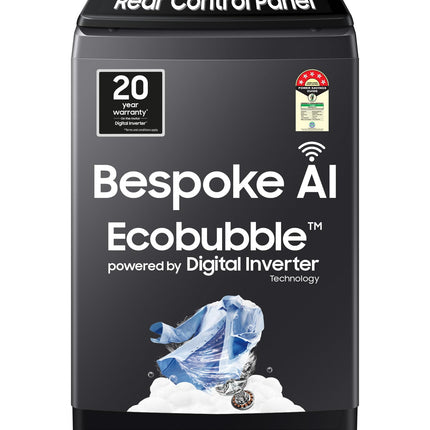 Samsung 12 Kg, 5 Star, AI Wash, Ecobubble, AI Energy Mode, AI VRT+, Super Speed, Soft Closing Door, Wi-Fi, Digital Inverter, Fully-Automatic Top Load Washing Machine (WA80F12S5CTL, Deep Charcoal) 