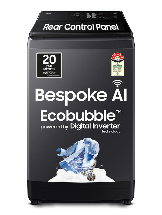 Samsung 12 Kg, 5 Star, AI Wash, Ecobubble, AI Energy Mode, AI VRT+, Super Speed, Soft Closing Door, Wi-Fi, Digital Inverter, Fully-Automatic Top Load Washing Machine (WA80F12S5CTL, Deep Charcoal) 