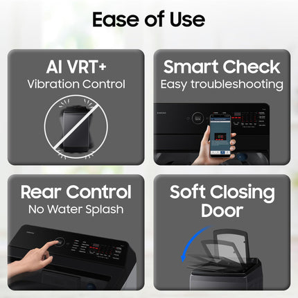 Samsung 12 Kg, 5 Star, AI Wash, Ecobubble, AI Energy Mode, AI VRT+, Super Speed, Soft Closing Door, Wi-Fi, Digital Inverter, Fully-Automatic Top Load Washing Machine (WA80F12S5CTL, Deep Charcoal) 