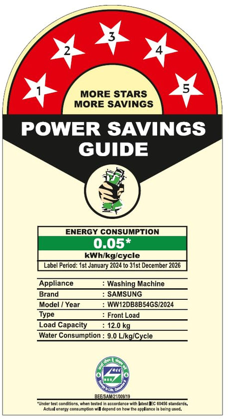 Samsung 12 kg, 5 Star, AI Control, Super Speed, Wi-Fi, Hygiene Steam with Inbuilt Heater, Digital Inverter, Fully-Automatic Front Load Washing Machine (WW12DB8B54GSTL, Navy) 