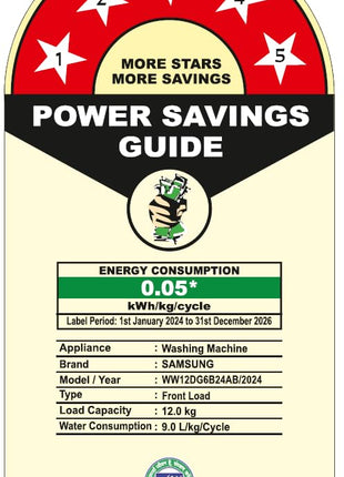 Samsung 12 kg, 5 Star, AI Control, Super Speed, Wi-Fi, Hygiene Steam with Inbuilt Heater, Digital Inverter, Fully-Automatic Front Load Washing Machine (WW12DG6B24ABTL, Black) 