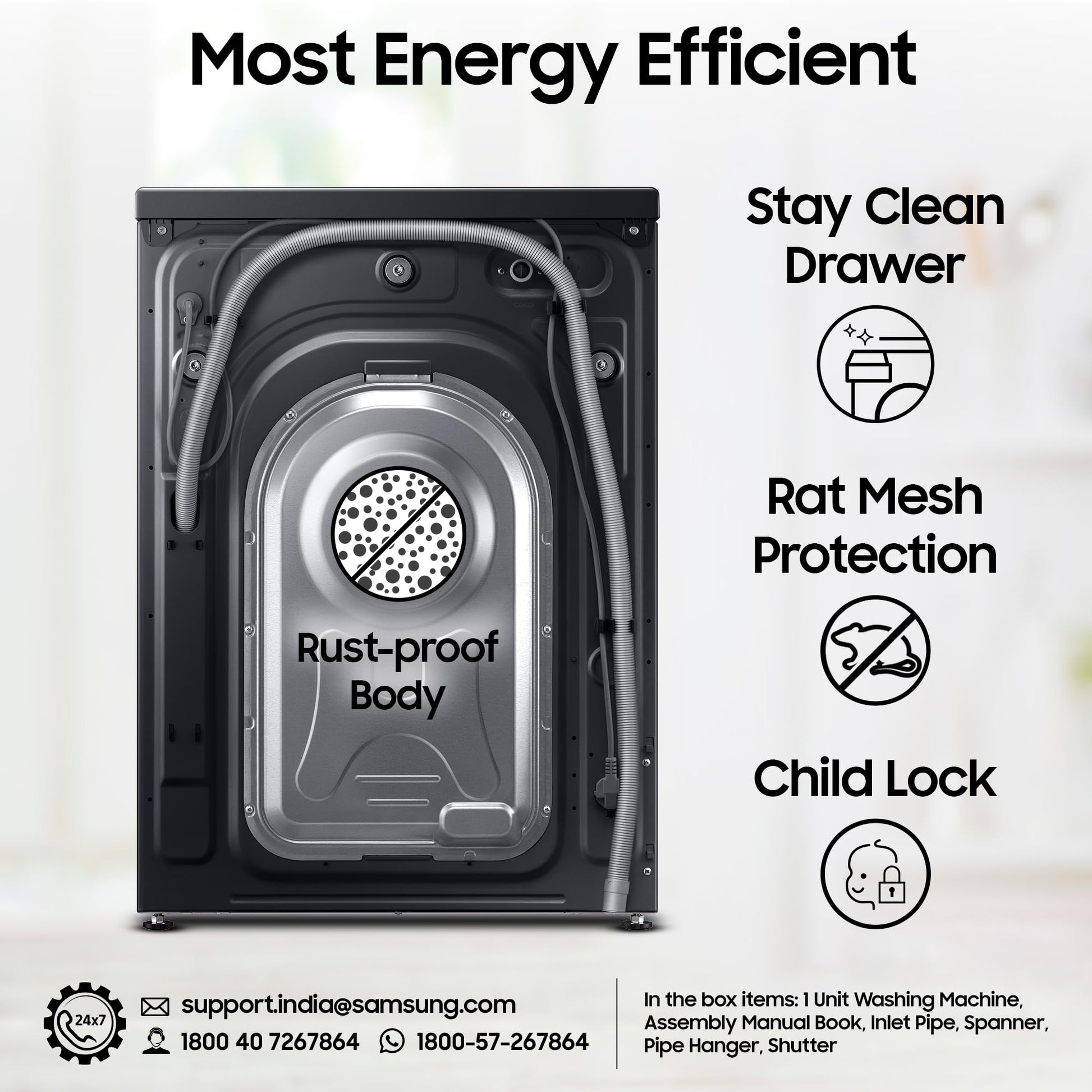 Samsung 12 kg, 5 Star, AI Control, Super Speed, Wi-Fi, Hygiene Steam with Inbuilt Heater, Digital Inverter, Fully-Automatic Front Load Washing Machine (WW12DG6B24ABTL, Black) 