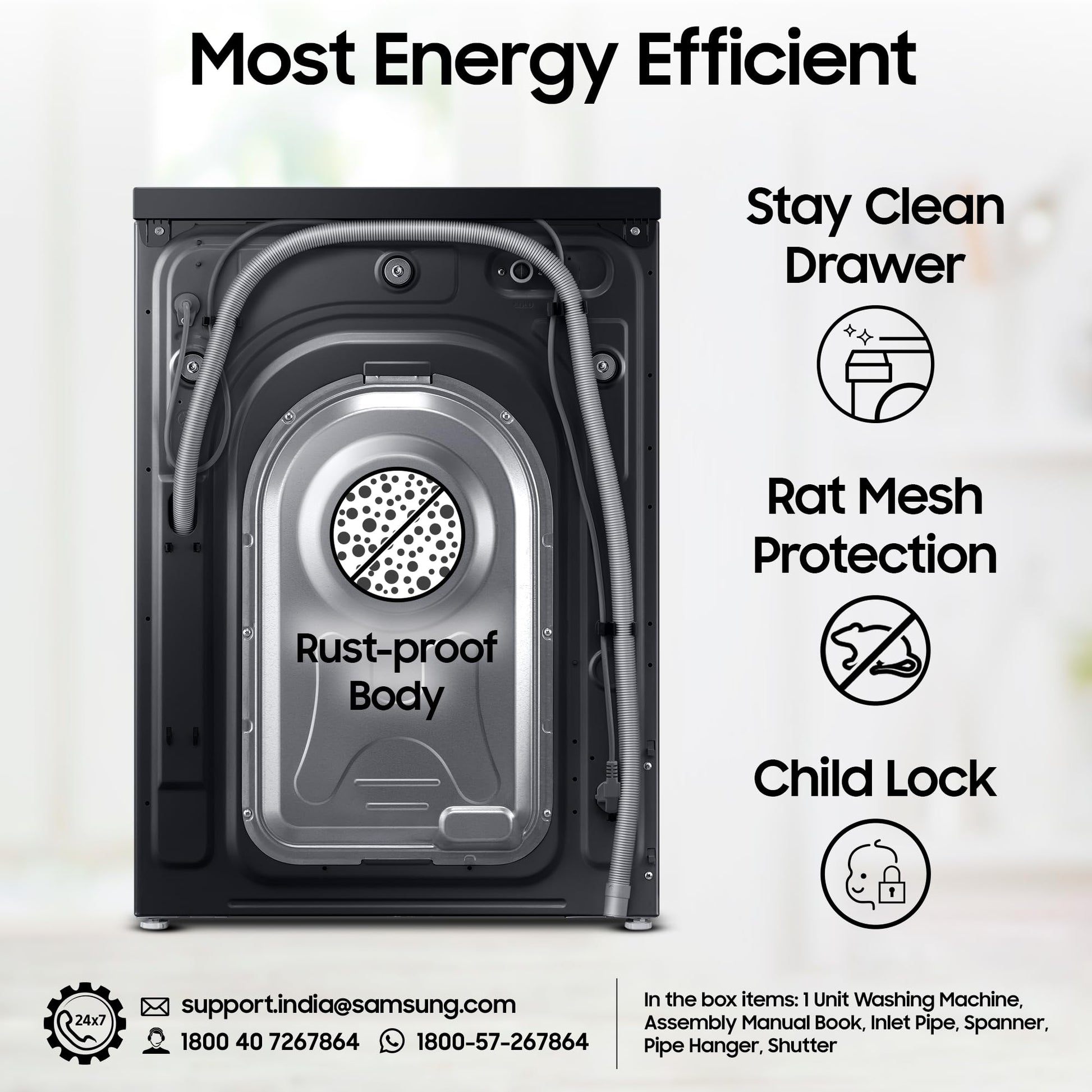 Samsung 12 kg, 5 Star, Super Speed, Wi-Fi, Hygiene Steam with Inbuilt Heater, Digital Inverter, Fully-Automatic Front Load Washing Machine (WW12DG5B24ABTL, Black) 