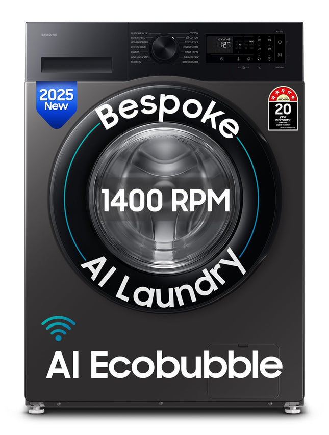 Samsung 12 kg, 5star, AI Control, Super Speed, Wi-Fi, Hygiene Steam with Inbuilt Heater, Digital Inverter, Fully-Automatic Front Load Washing Machine (WW12DG6B24ASTL, Navy) 