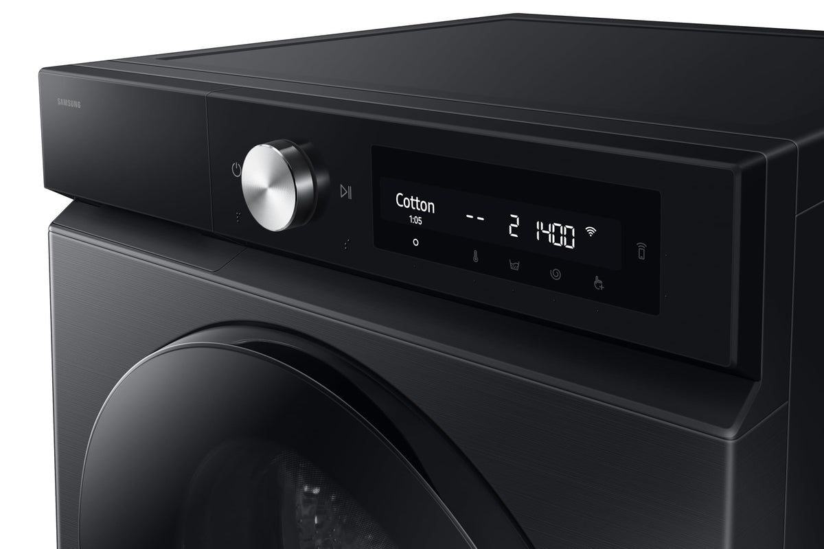 Samsung 12 kg (Wash) / 7 kg (Dry), 5 Star, AI EcoBubble, AI Control, AI Energy Mode, Air Wash, Hygiene Steam, Wi-Fi, Digital Inverter, Fully-Automatic Front Load Washer Dryer (WD12FB7B34GBTL, Black) 