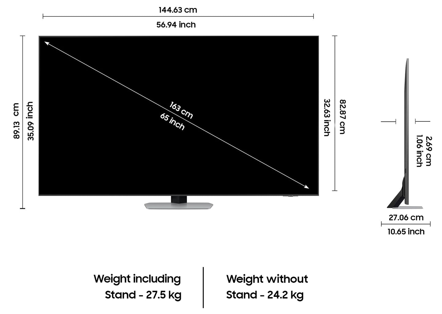 Samsung 163 cm (65 inches) 4K Ultra HD Mini LED AI Smart Neo-QLED TV QA65QN90DAULXL (Carbon Silver) 