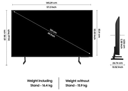 Samsung 163 cm (65 inches) D Series Brighter Crystal 4K Vivid Pro Ultra HD Smart LED TV UA65DUE77AKLXL (Black) 
