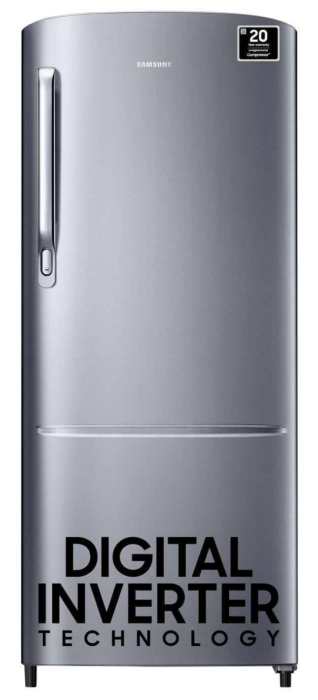 Samsung 183 L, 3 Star, Digital Inverter, Direct-Cool Single Door Refrigerator (RR20C1723S8/HL, Silver, Elegant Inox) 