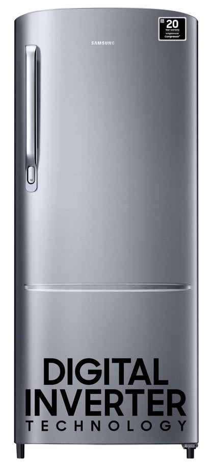 Samsung 183 L, 3 Star, Digital Inverter, Direct-Cool Single Door Refrigerator (RR20C1723S8/HL, Silver, Elegant Inox) 