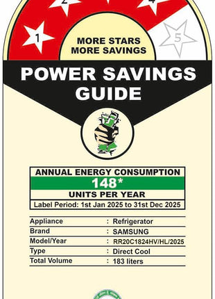 Samsung 183 L, 4 Star, Digital Inverter, Direct-Cool Single Door Refrigerator (RR20C1824HV/HL, Himalaya poppy Blue, Base Stand Drawer) 