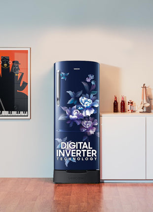 Samsung 183 L, 4 Star, Digital Inverter, Direct-Cool Single Door Refrigerator (RR20C1824HV/HL, Himalaya poppy Blue, Base Stand Drawer) 