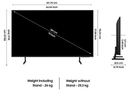 Samsung 189 cm (75 inches) D Series Crystal 4K Vivid Pro Ultra HD Smart LED TV UA75DUE77AKXXL (Black) 