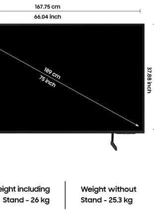 Samsung 189 cm (75 inches) D Series Crystal 4K Vivid Pro Ultra HD Smart LED TV UA75DUE77AKXXL (Black) 
