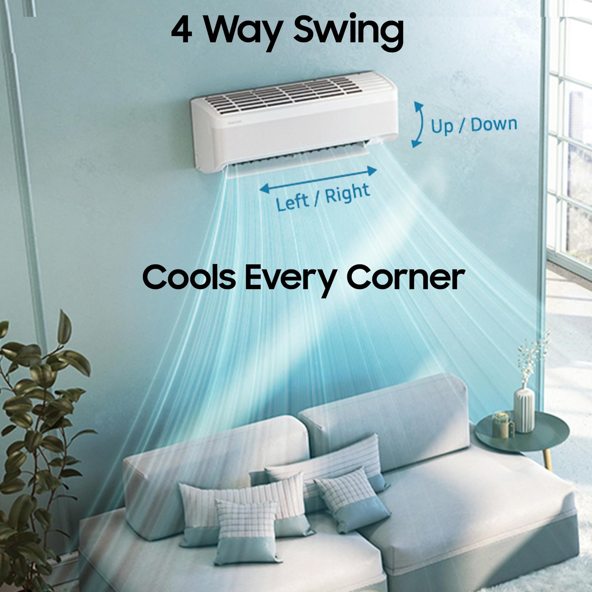 Samsung 2 Ton 3 Star AI Inverter Smart Split AC (BESPOKE AI, Energy Saving, Wi-Fi, Voice Control, Powerful Cooling, 100% Copper, 4 Way swing, Convertible 5in1, 2025 Model AR50F24D1XHNNA, White) 