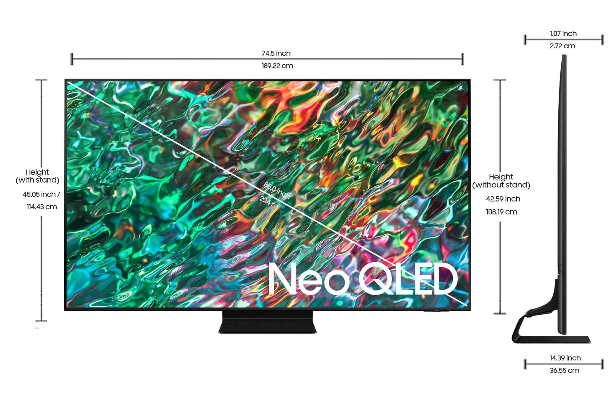 Samsung 214 cm (85 inches) 4K Ultra HD Smart Neo QLED TV QA85QN90BAKXXL (Titan Black) 