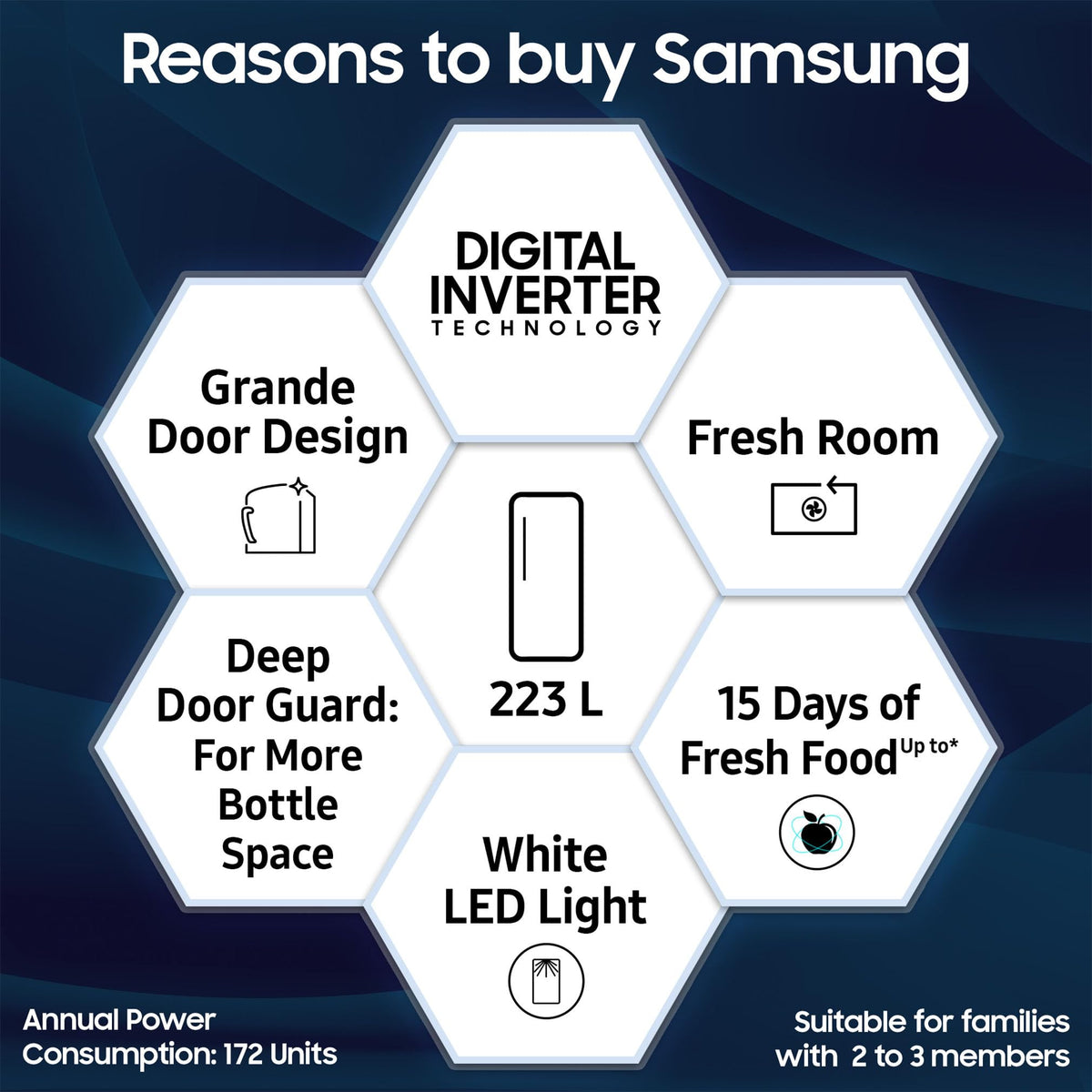Samsung 223 L, 3 Star Inverter Direct-Cool Single Door Refrigerator (RR24C2723S8/NL, Silver, Elegant Inox) 