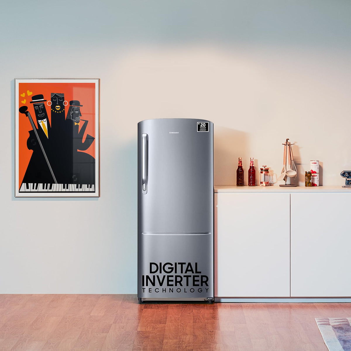 Samsung 223 L, 3 Star Inverter Direct-Cool Single Door Refrigerator (RR24C2723S8/NL, Silver, Elegant Inox) 