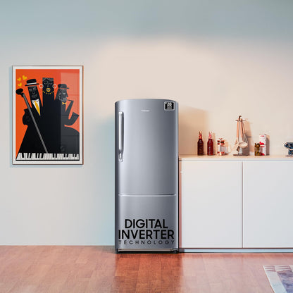 Samsung 223 L, 3 Star Inverter Direct-Cool Single Door Refrigerator (RR24C2723S8/NL, Silver, Elegant Inox) 