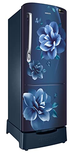 Samsung 223L 3 Star Inverter Direct-Cool Single Door Refrigerator Appliance (RR24C2823CU/NL,Camellia Blue) Base Stand Drawer 
