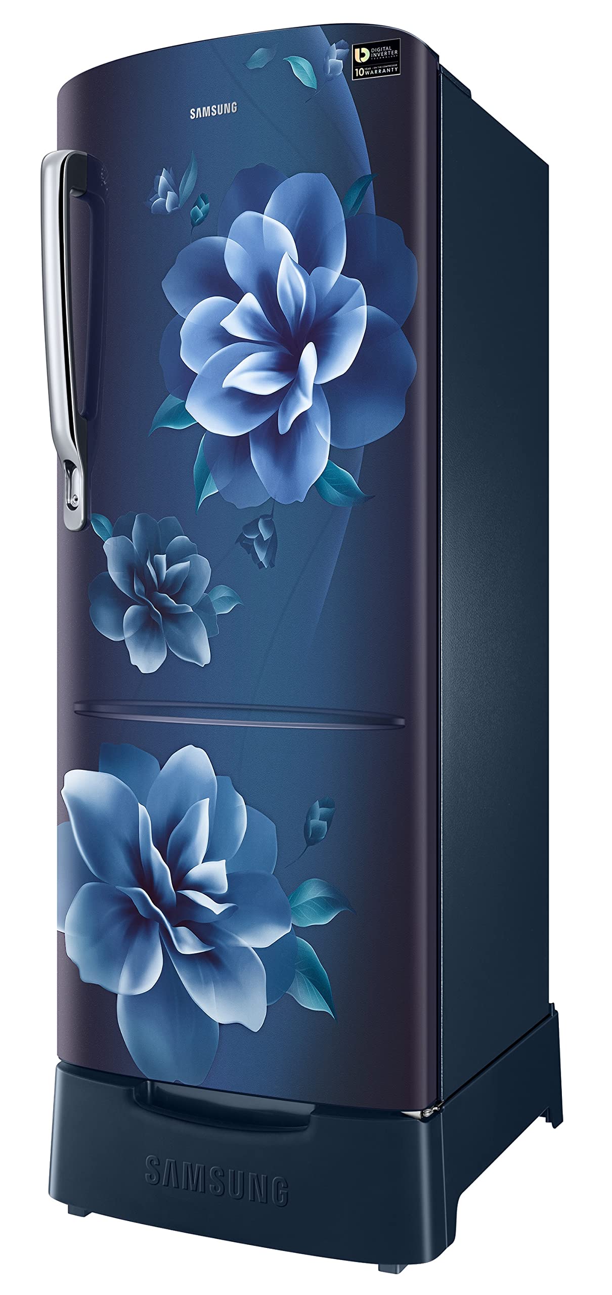 Samsung 223L 3 Star Inverter Direct-Cool Single Door Refrigerator Appliance (RR24C2823CU/NL,Camellia Blue) Base Stand Drawer 