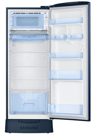 Samsung 223L 3 Star Inverter Direct-Cool Single Door Refrigerator Appliance (RR24C2823CU/NL,Camellia Blue) Base Stand Drawer 