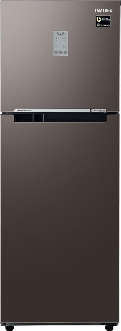Samsung 236 L, 2 Star, Bespoke Convertible, Digital Inverter with Display, Frost Free Double Door Refrigerator (RT28CB732C2/HL, Cotta Steel Charcoal) 