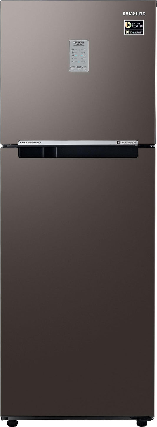 Samsung 236 L, 2 Star, Bespoke Convertible, Digital Inverter with Display, Frost Free Double Door Refrigerator (RT28CB732C2/HL, Cotta Steel Charcoal) 