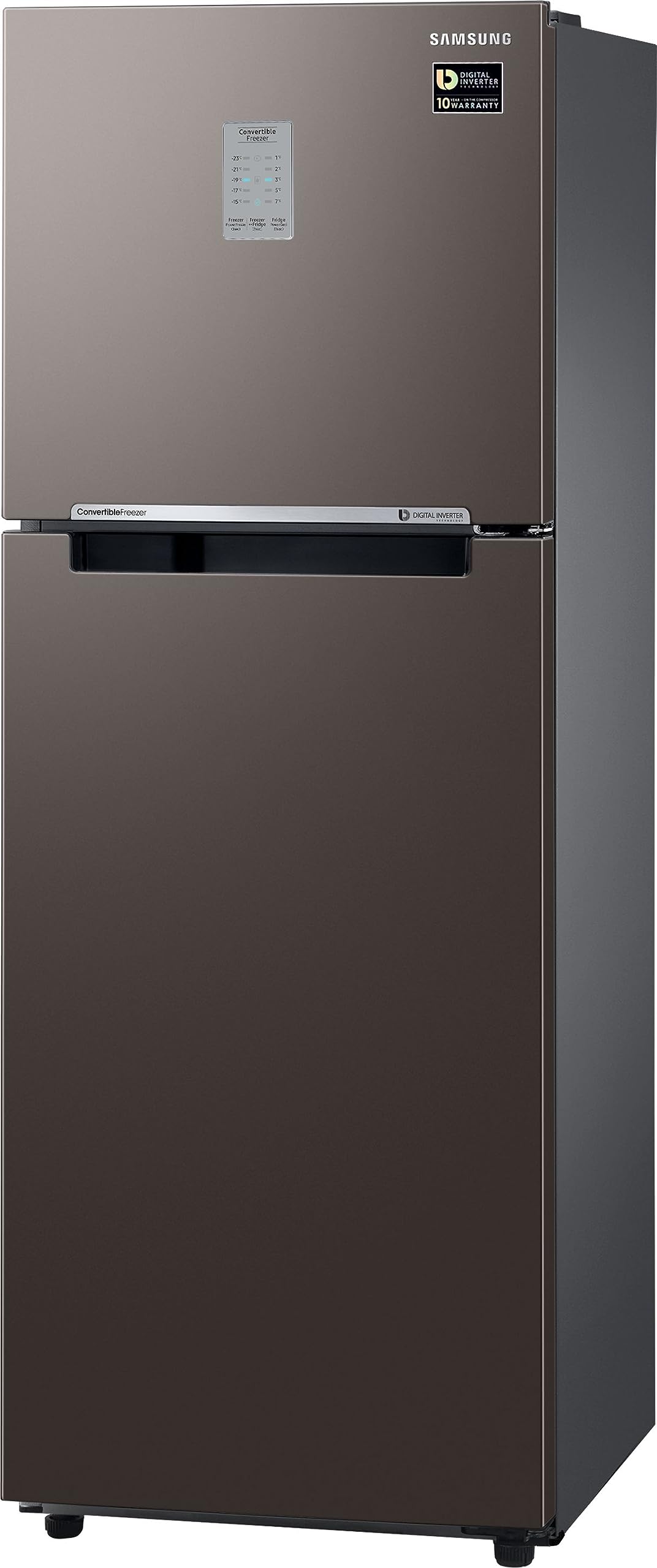 Samsung 236 L, 2 Star, Bespoke Convertible, Digital Inverter with Display, Frost Free Double Door Refrigerator (RT28CB732C2/HL, Cotta Steel Charcoal) 