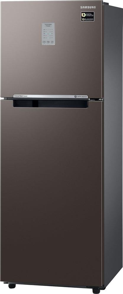 Samsung 236 L, 2 Star, Bespoke Convertible, Digital Inverter with Display, Frost Free Double Door Refrigerator (RT28CB732C2/HL, Cotta Steel Charcoal) 