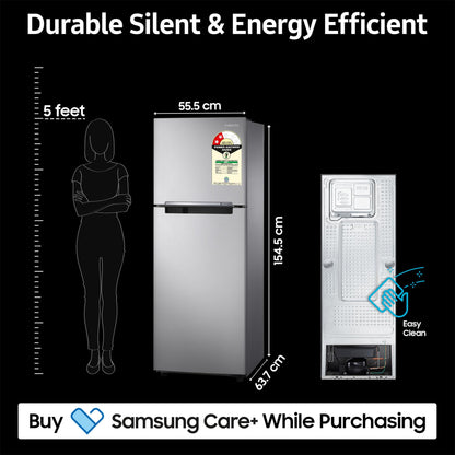 Samsung 236 L, 2 Star, Digital Inverter, Frost Free Double Door Refrigerator (RT28C3032GS/HL, Gray Silver) 