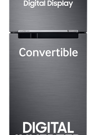 Samsung 236 L, 3 Star, Convertible, Digital Inverter with Display Frost Free Double Door Refrigerator (RT28C3733B1/HL, Black Matt) 