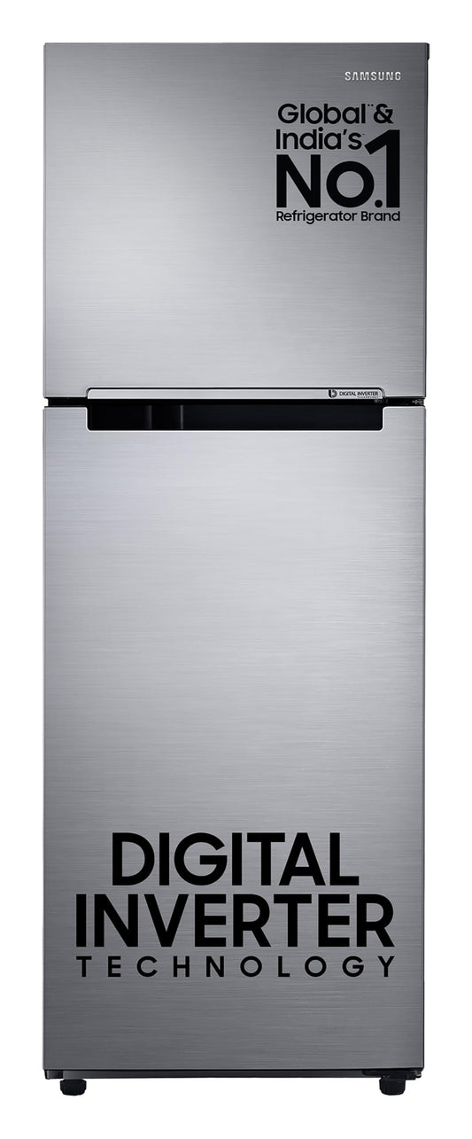 Samsung 236 L, 3 Star, Digital Inverter, Frost Free Double Door Refrigerator (RT28C3053S8/HL, Silver, Elegant Inox) 