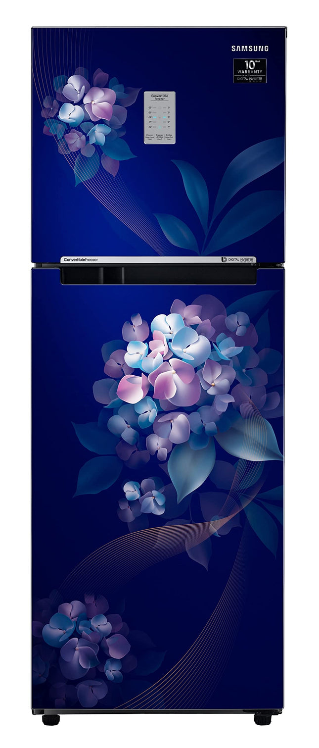 Samsung 236L 2 Star Inverter Frost-Free Convertible 3 In 1 Double Door Refrigerator Appliance (RT28C3732HS/HL,Hydrangea Blue) 