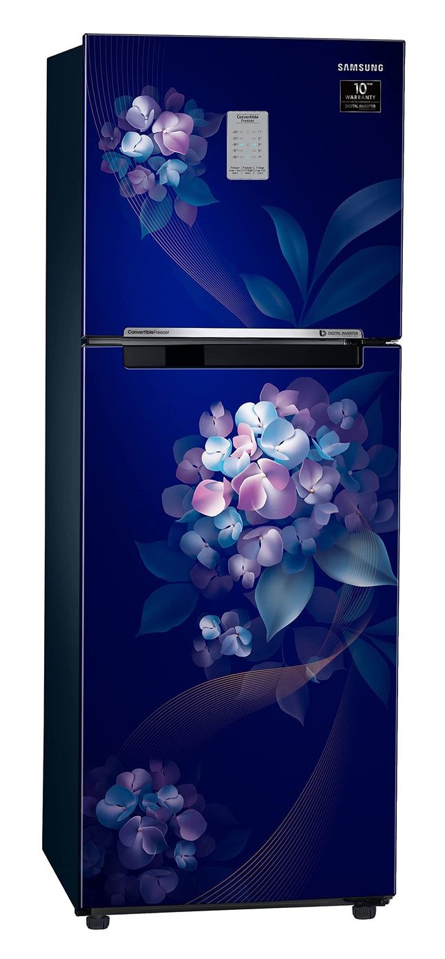 Samsung 236L 2 Star Inverter Frost-Free Convertible 3 In 1 Double Door Refrigerator Appliance (RT28C3732HS/HL,Hydrangea Blue) 