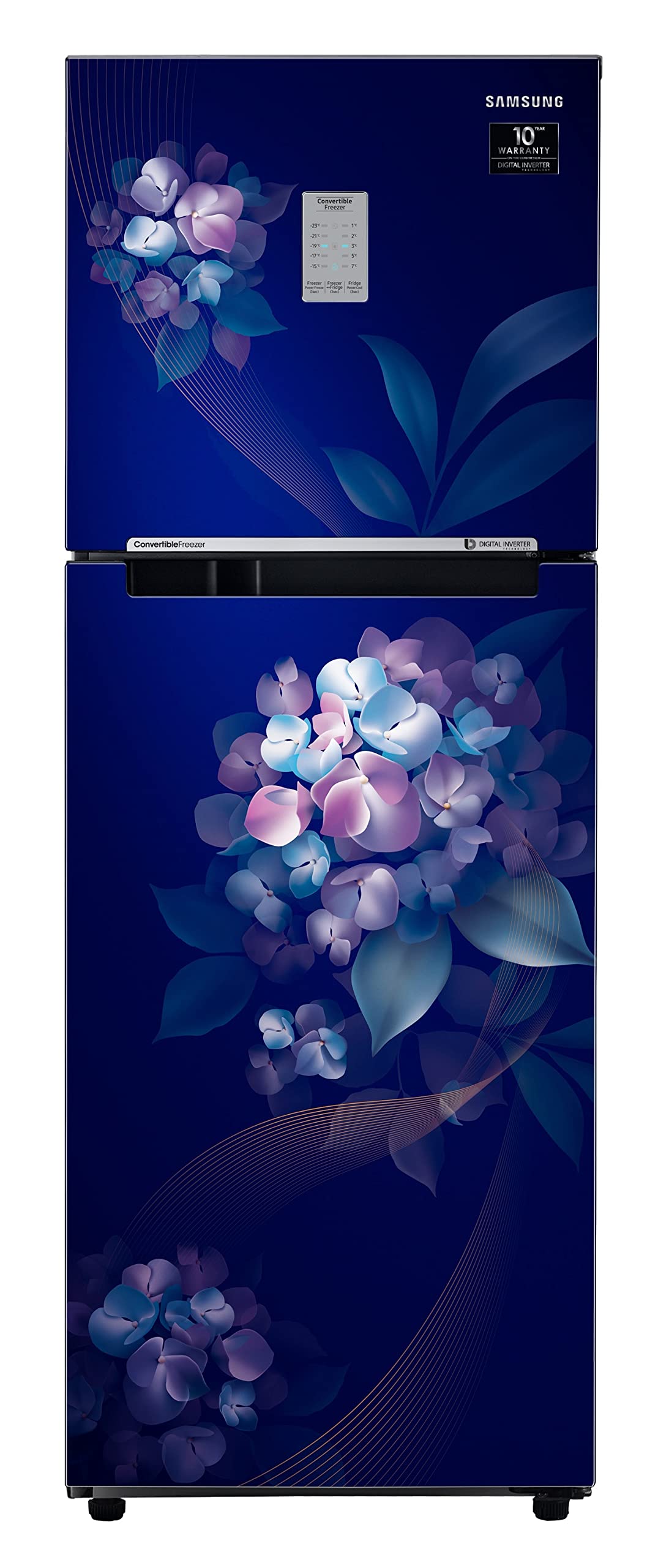 Samsung 236L 2 Star Inverter Frost-Free Convertible 3 In 1 Double Door Refrigerator Appliance (RT28C3732HS/HL,Hydrangea Blue) 