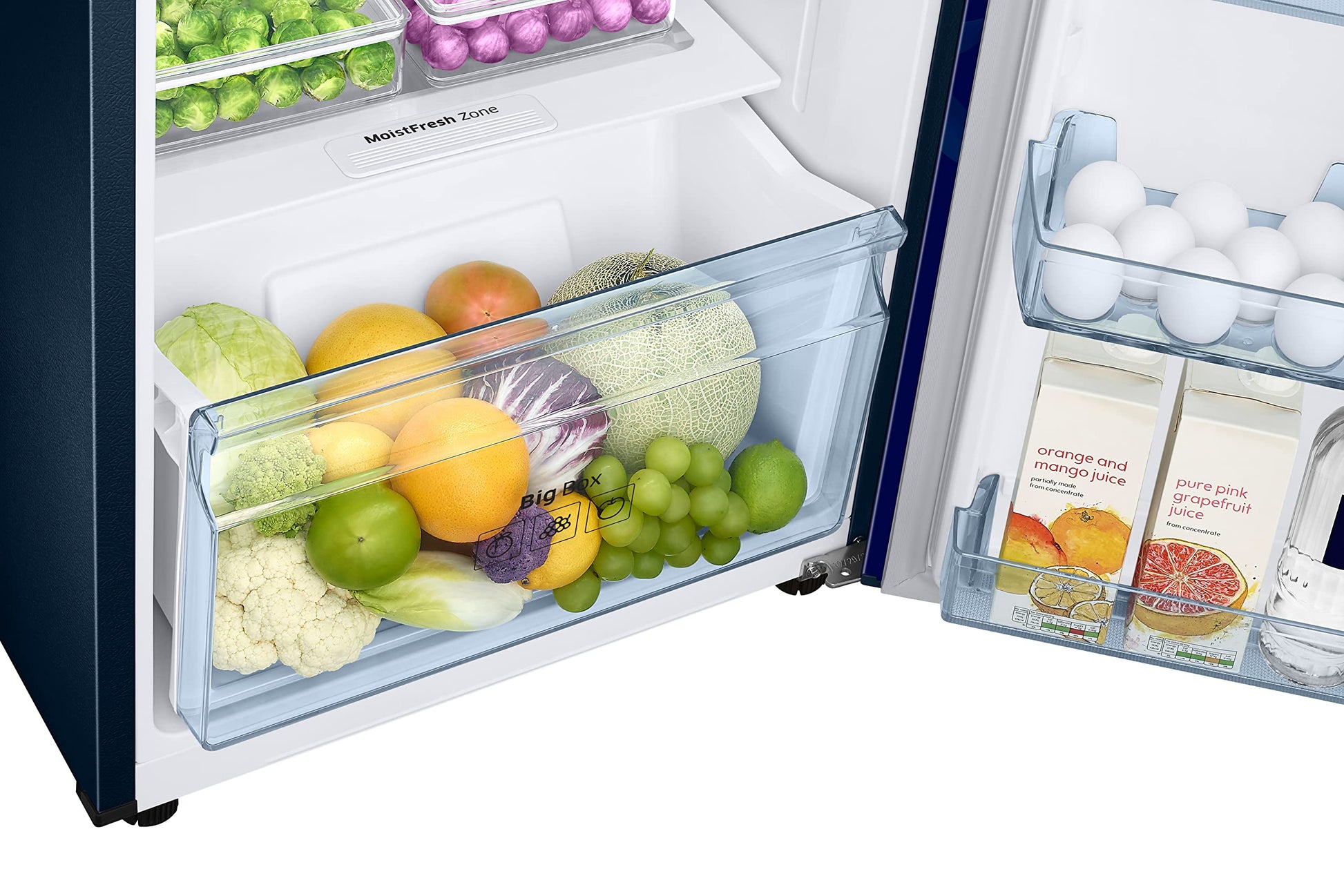 Samsung 236L 2 Star Inverter Frost-Free Convertible 3 In 1 Double Door Refrigerator Appliance (RT28C3732HS/HL,Hydrangea Blue) 