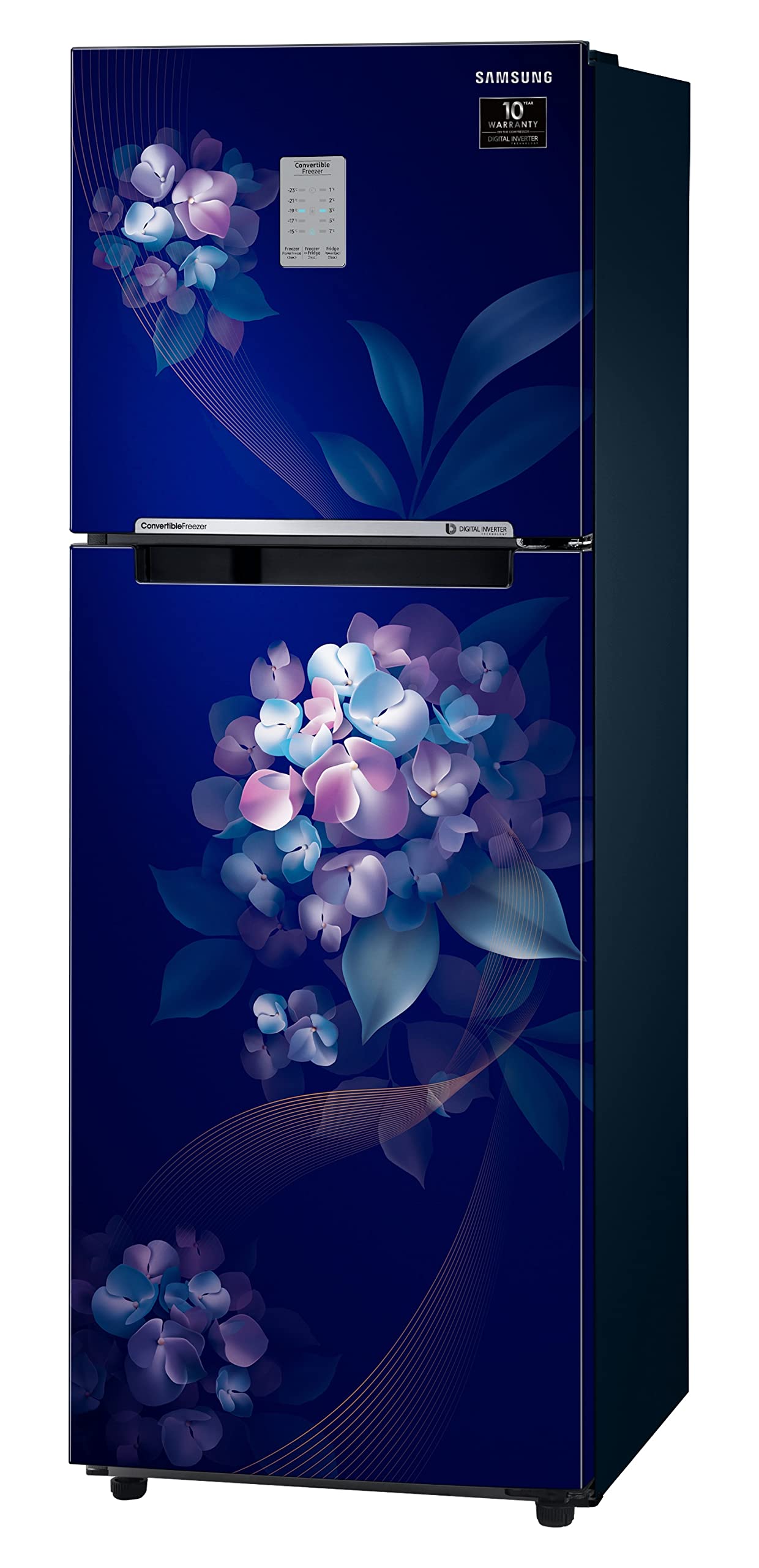 Samsung 236L 2 Star Inverter Frost-Free Convertible 3 In 1 Double Door Refrigerator Appliance (RT28C3732HS/HL,Hydrangea Blue) 