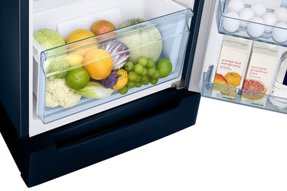 Samsung 236L 2 Star Inverter Frost-Free Double Door Refrigerator Appliance (RT28C3122CU/HL,Camellia Blue), Base Stand Drawer 
