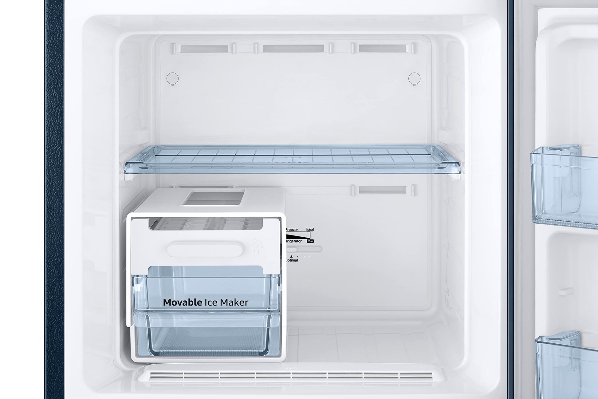 Samsung 236L 2 Star Inverter Frost-Free Double Door Refrigerator Appliance (RT28C3122CU/HL,Camellia Blue), Base Stand Drawer 