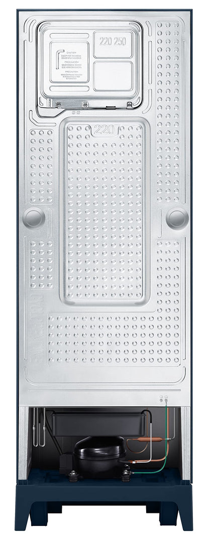 Samsung 236L 2 Star Inverter Frost-Free Double Door Refrigerator Appliance (RT28C3122CU/HL,Camellia Blue), Base Stand Drawer 