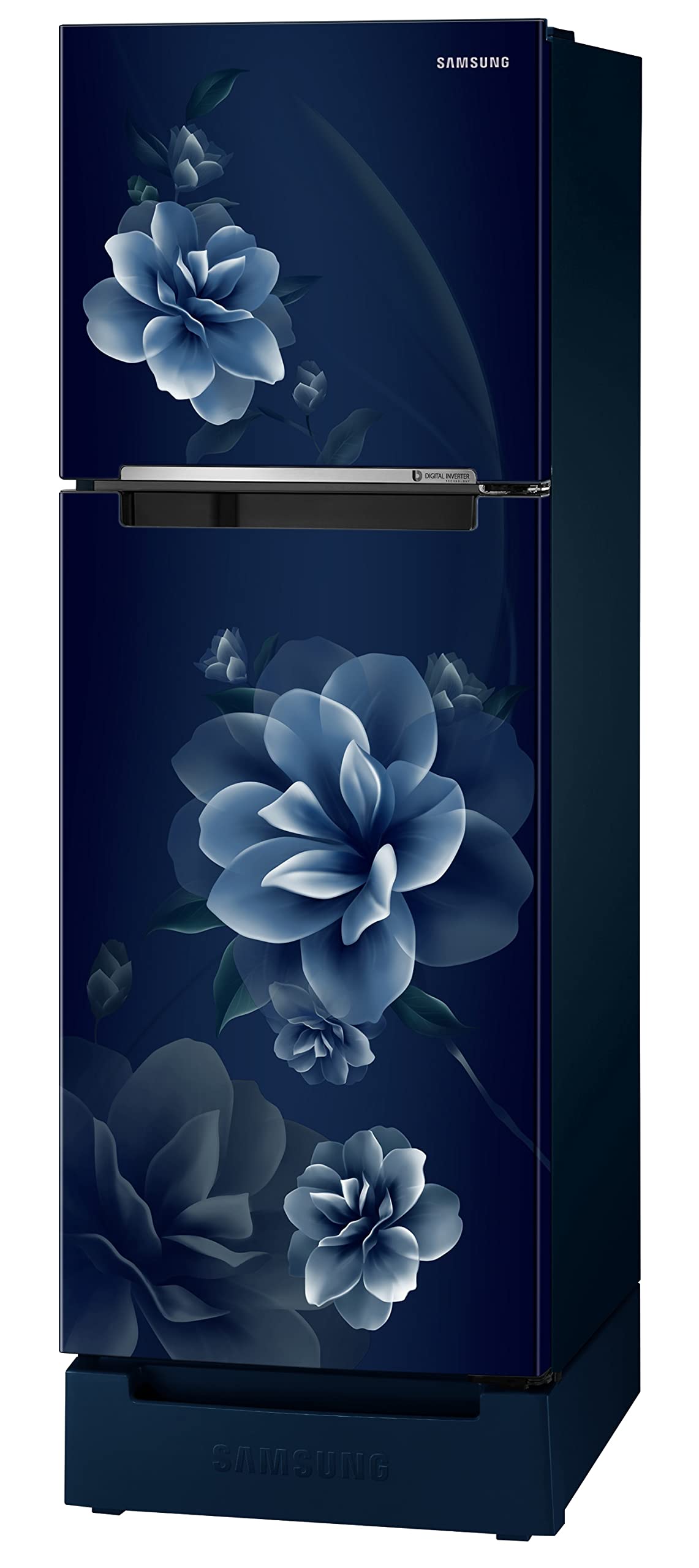 Samsung 236L 2 Star Inverter Frost-Free Double Door Refrigerator Appliance (RT28C3122CU/HL,Camellia Blue), Base Stand Drawer 
