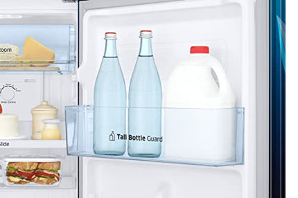 Samsung 236L 2 Star Inverter Frost-Free Double Door Refrigerator Appliance (RT28C31429U/HL,Paradise Bloom Blue), Base Stand Drawer 