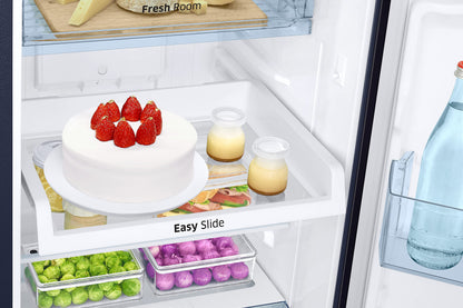 Samsung 236L 2 Star Inverter Frost-Free Double Door Refrigerator Appliance (RT28C31429U/HL,Paradise Bloom Blue), Base Stand Drawer 